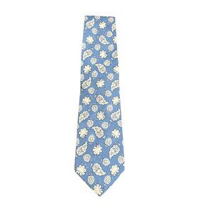 Faconnable Men's 100% Silk Necktie Blue Floral Design